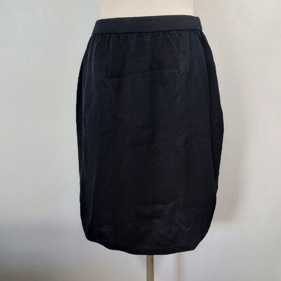 ST. JOHN Basics Santana Knit Skirt Black Minimalist Career Straight Size 14 - Picture 2 of 11